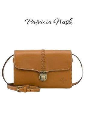 NWT Patricia Nash Bianco Tan Leather Crossbody Bag Organizer Wallet Purse Bag
